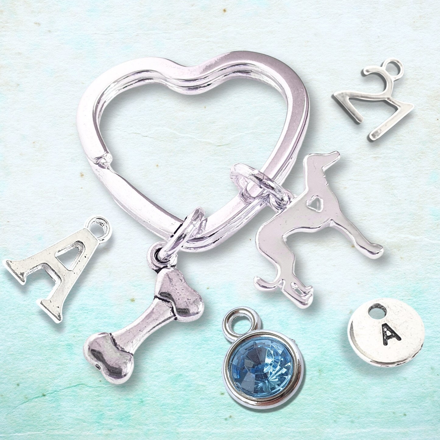 Whippet Greyhound Keyring - Silver