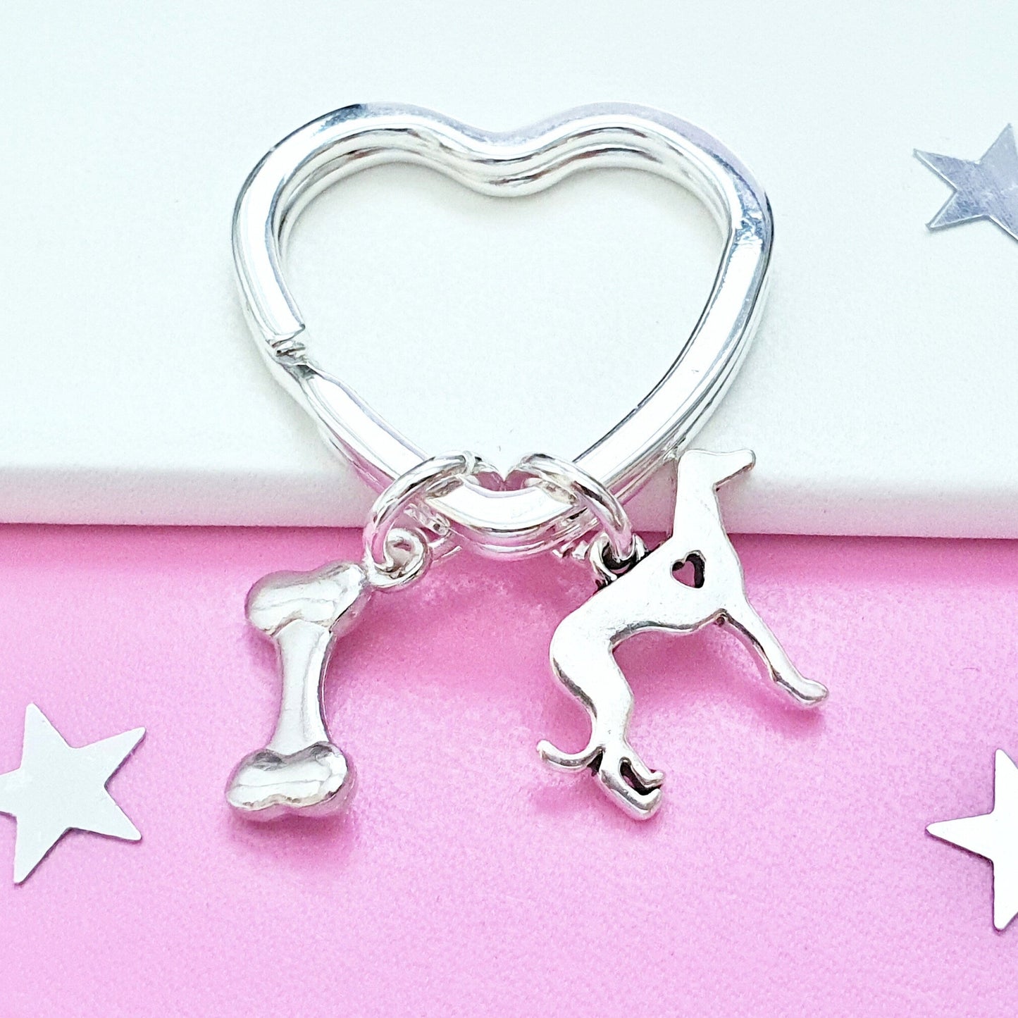 Whippet Greyhound Keyring - Silver