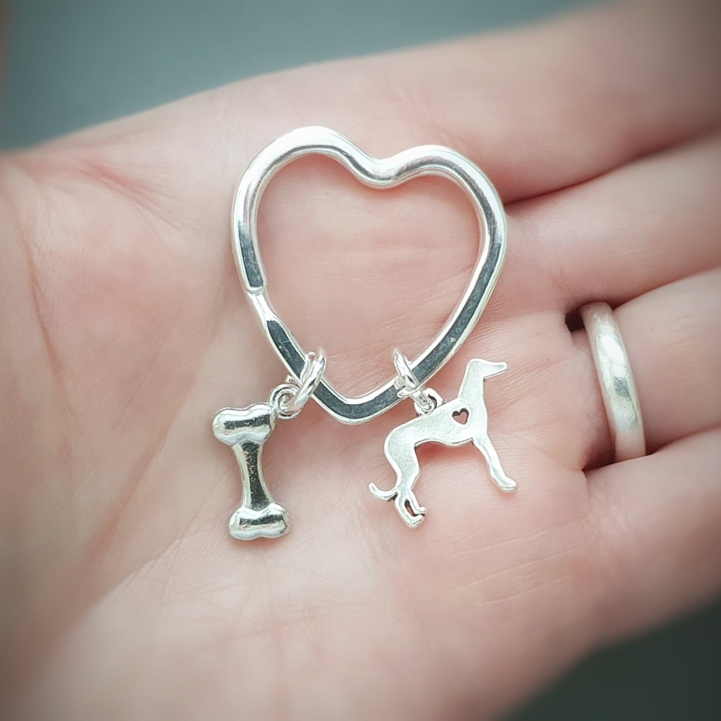 Whippet Greyhound Keyring - Silver
