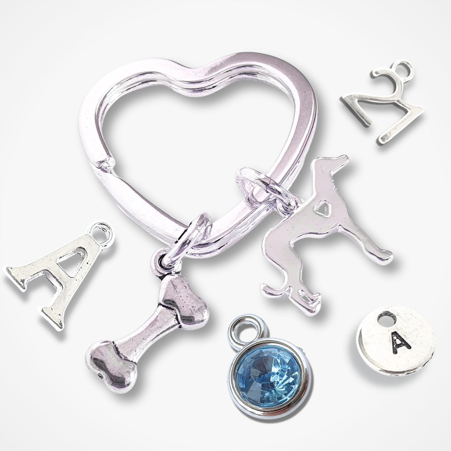 Whippet Greyhound Keyring - Silver