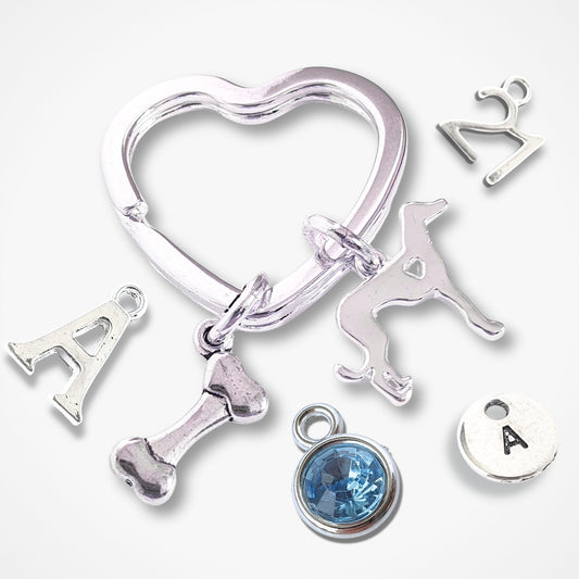 Whippet Greyhound Keyring - Silver