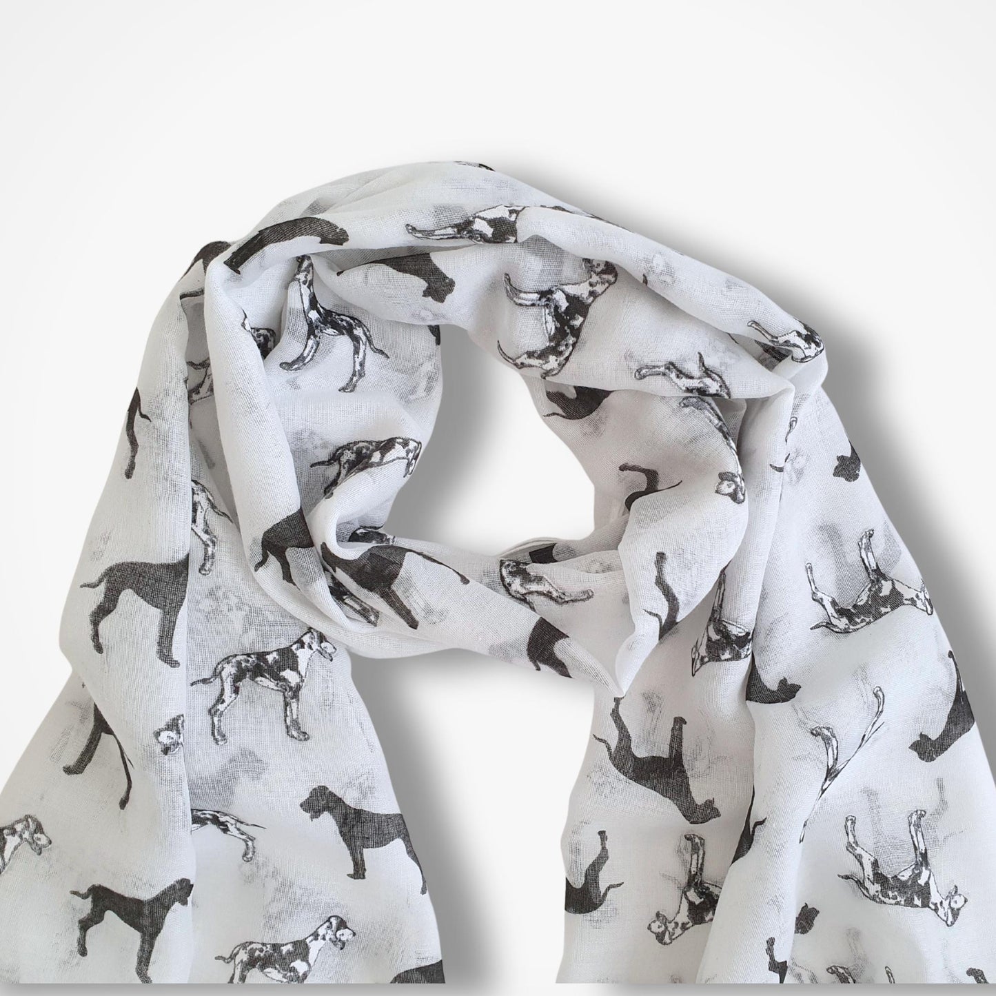Scarf with great dane dog pattern on a white background