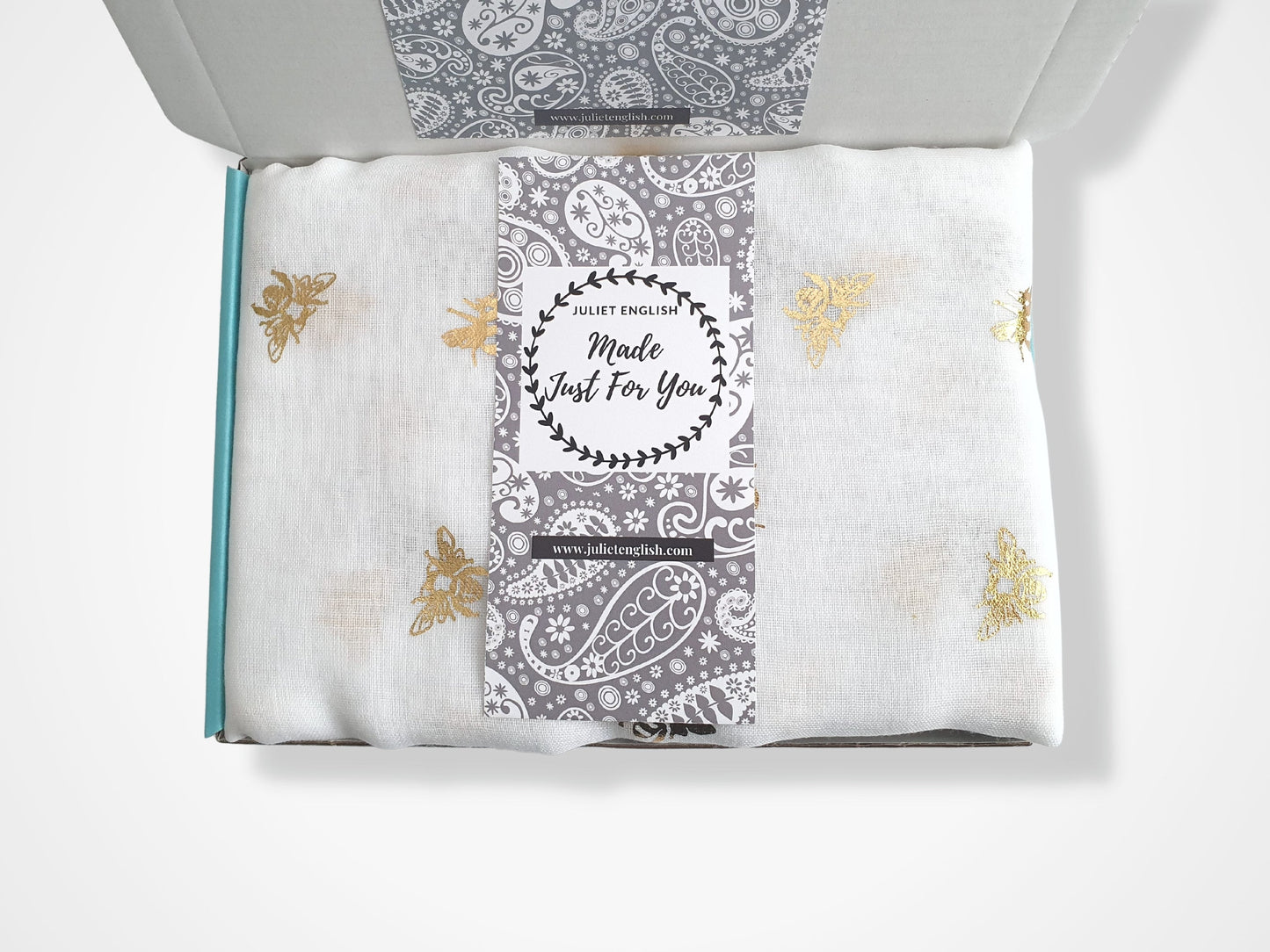 Foil Bee Scarf - White & Gold