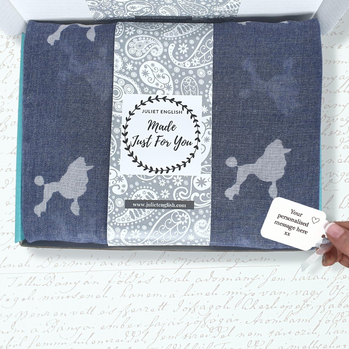 Poodle Print Scarf - Blue