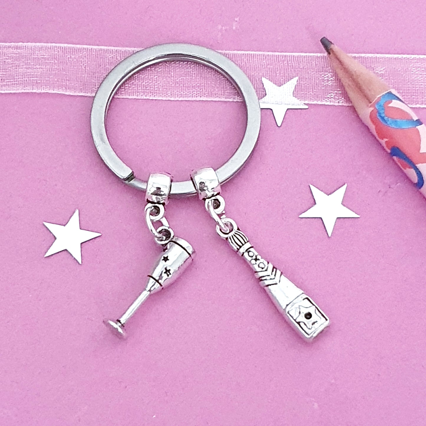 Prosecco Lover Keyring - Silver