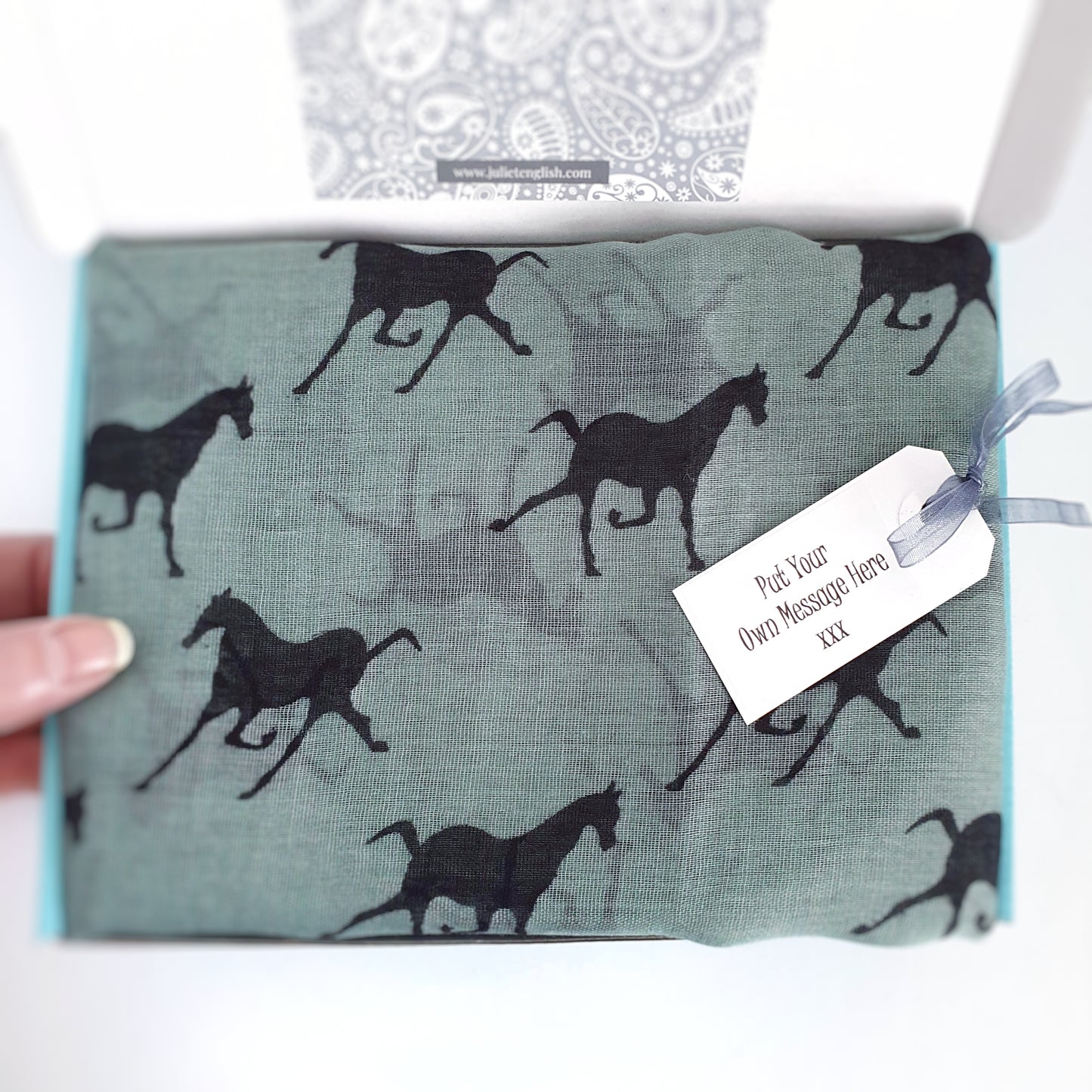 Trotting Horse Scarf - Teal