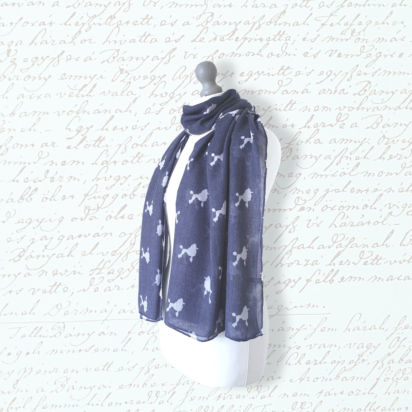 Poodle Print Scarf - Blue