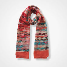 Load image into Gallery viewer, Abstract Waves Print Scarf Coral
