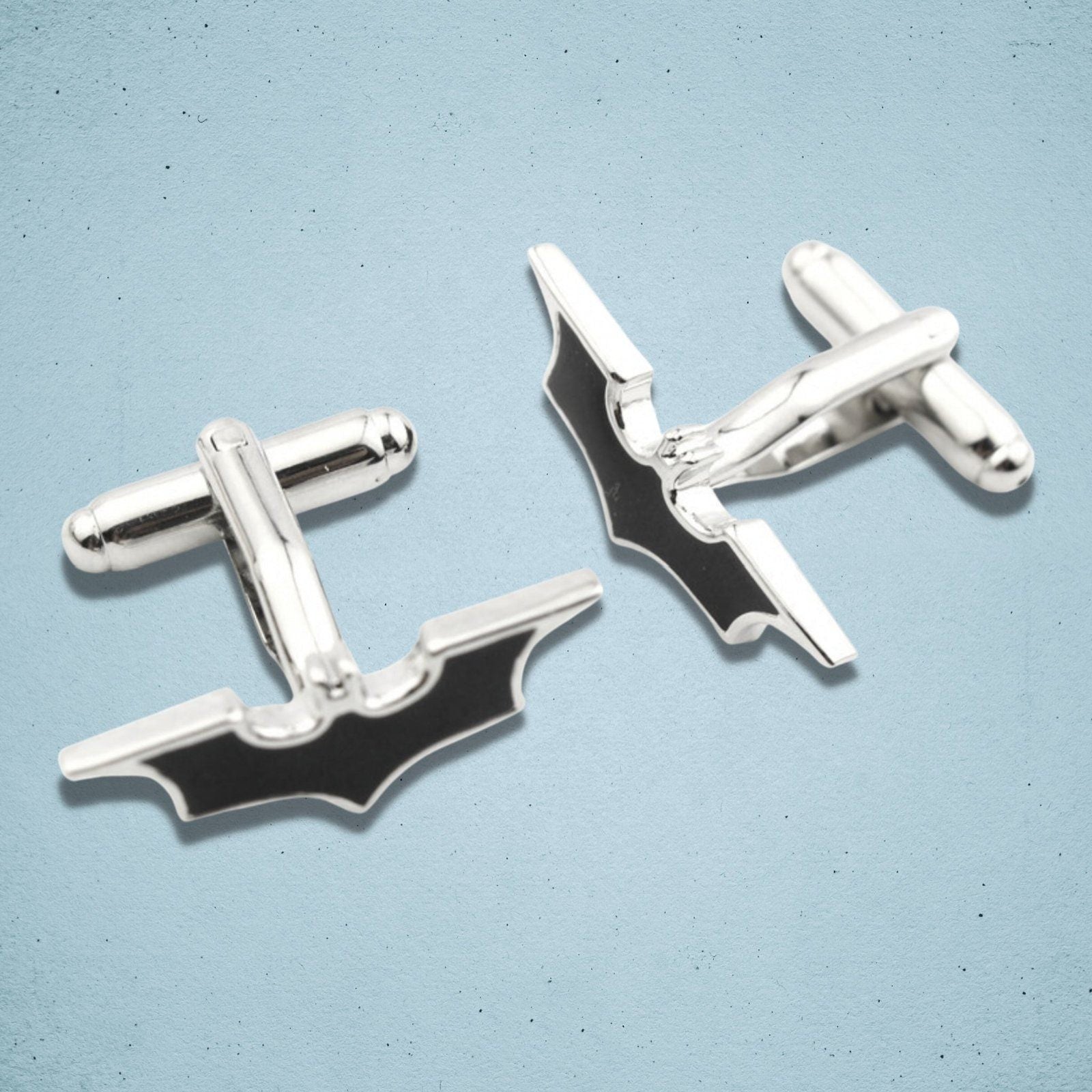 Batman Cufflinks Silver Enamel