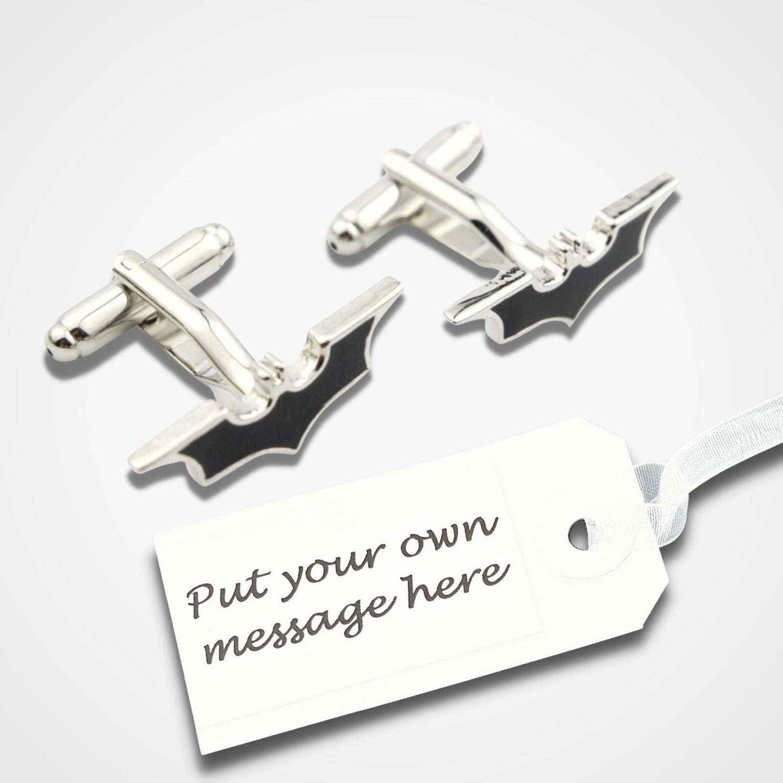Batman Cufflinks Silver Enamel