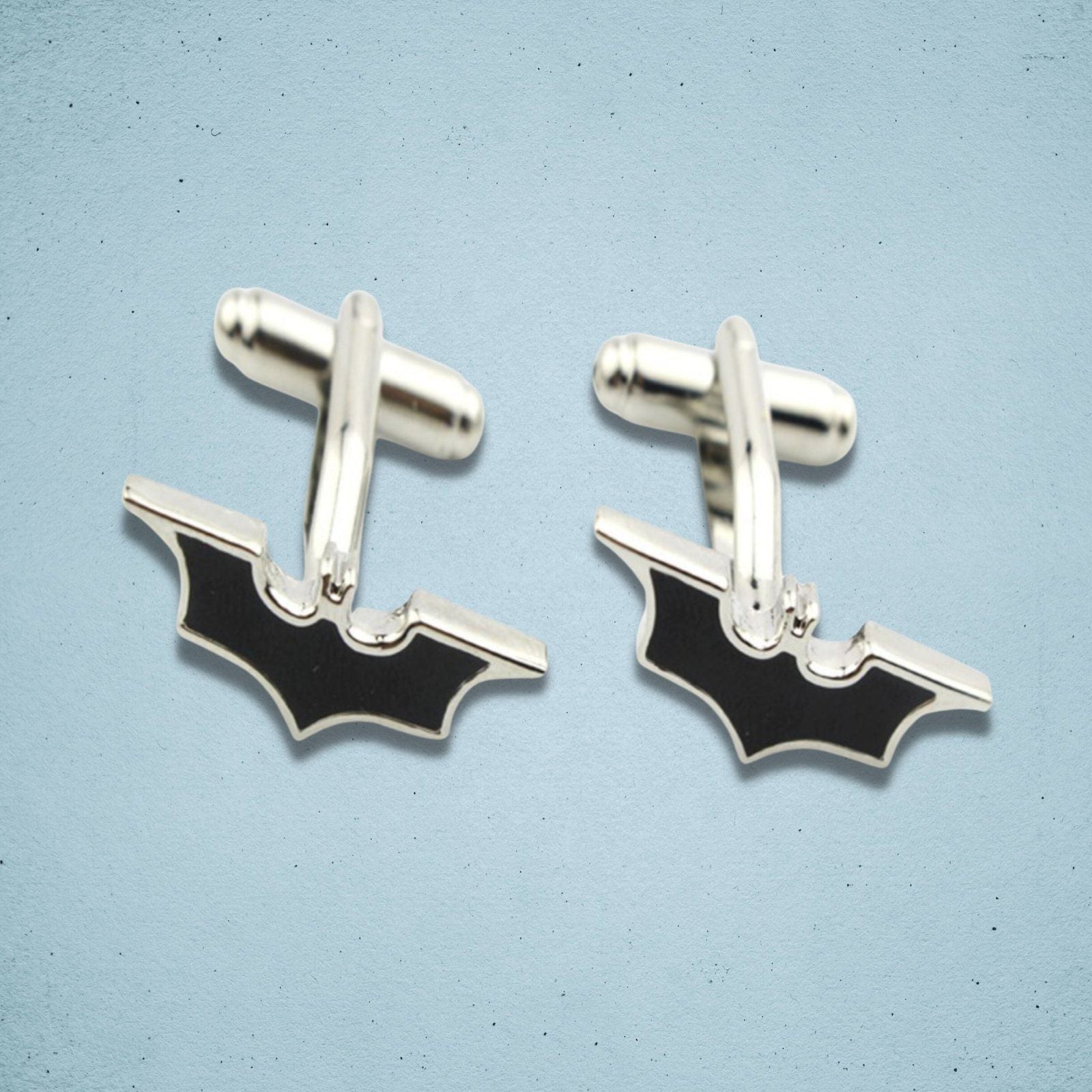 Batman Cufflinks Silver Enamel