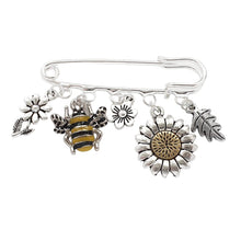 Load image into Gallery viewer, Bee Flower Brooch Silver
