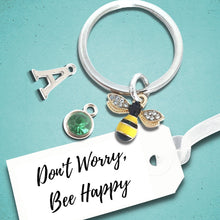 Load image into Gallery viewer, Bee Happy Keyring Silver
