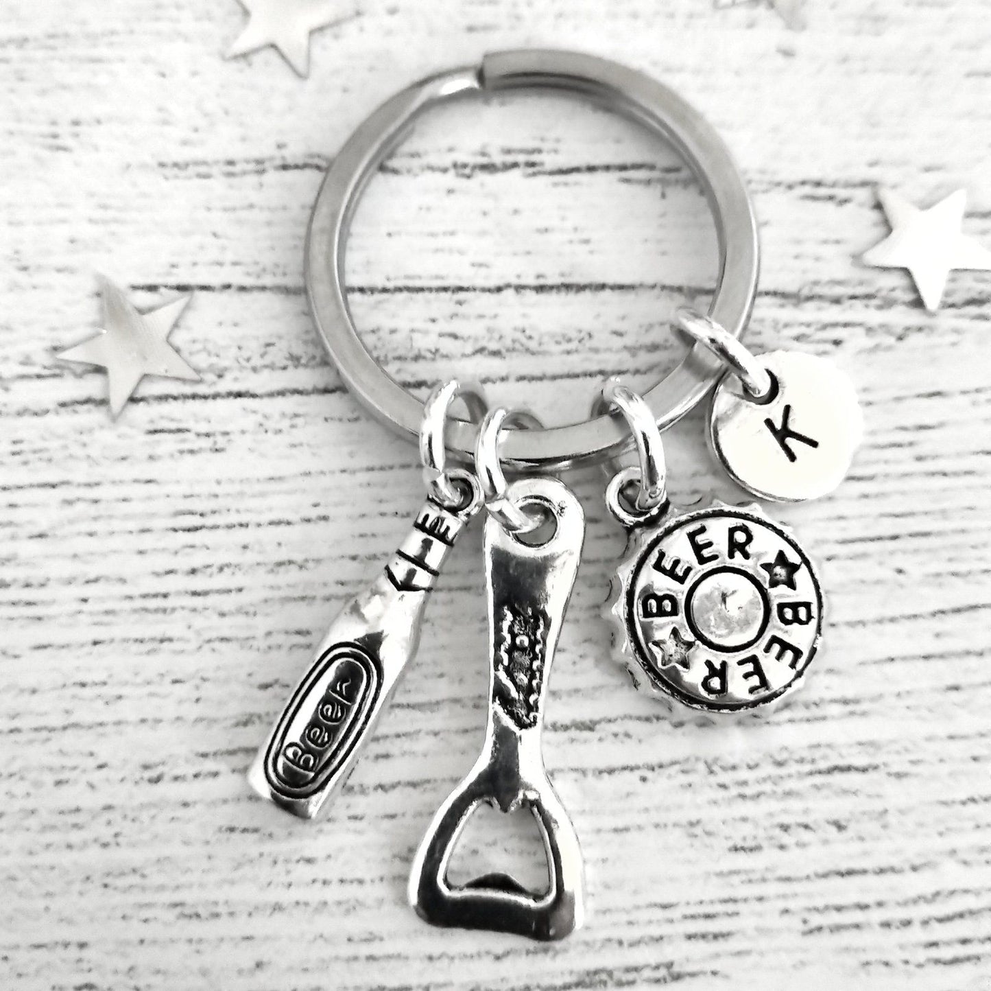Beer Lover Keyring Silver
