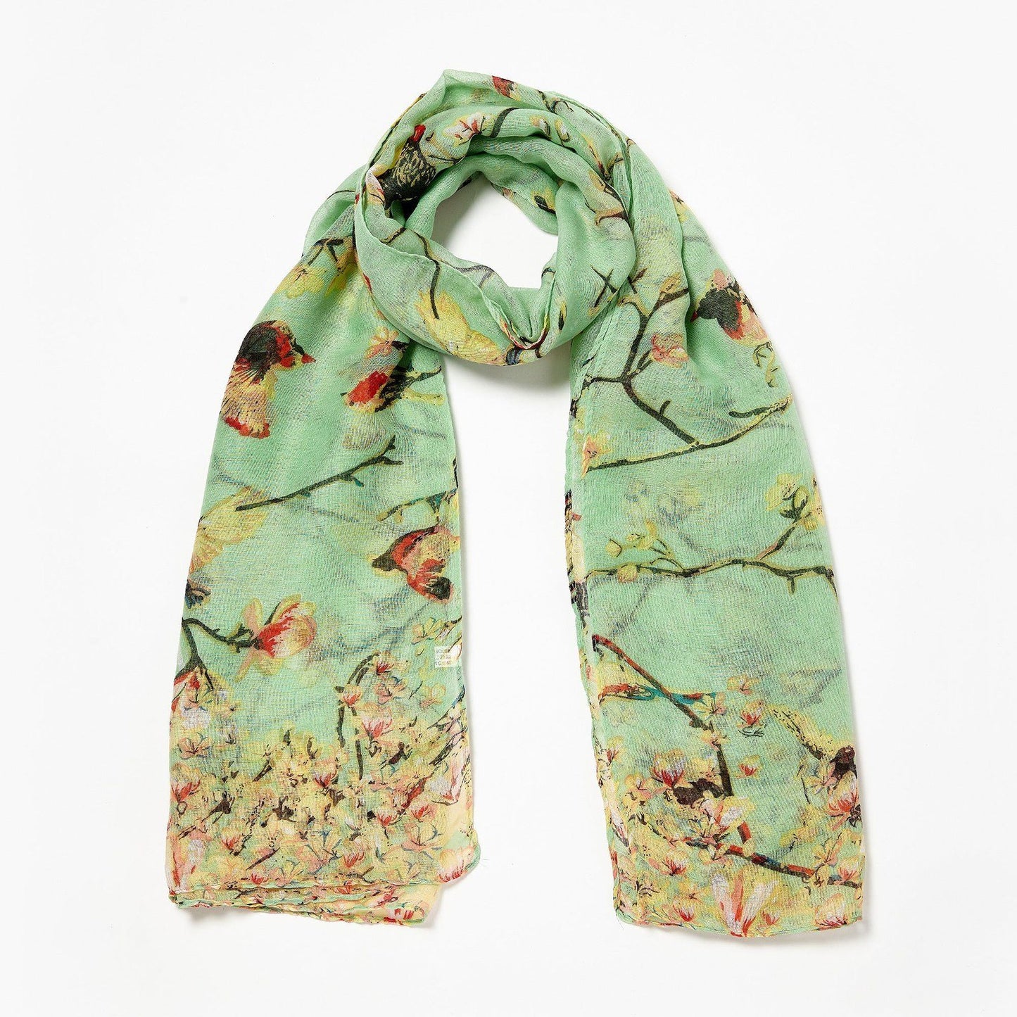 Bird Blossom Scarf Green