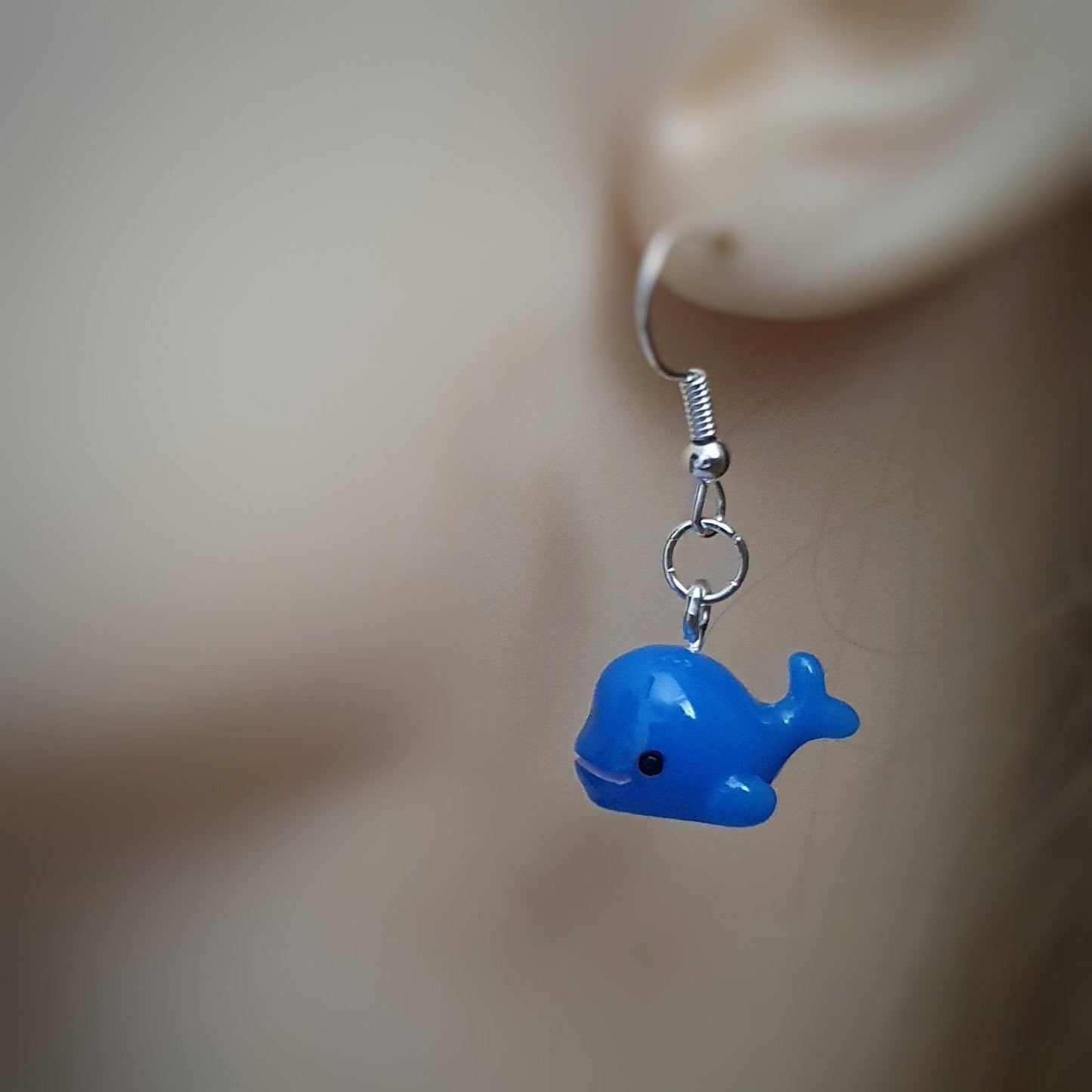 Blue Whale Earrings Silver