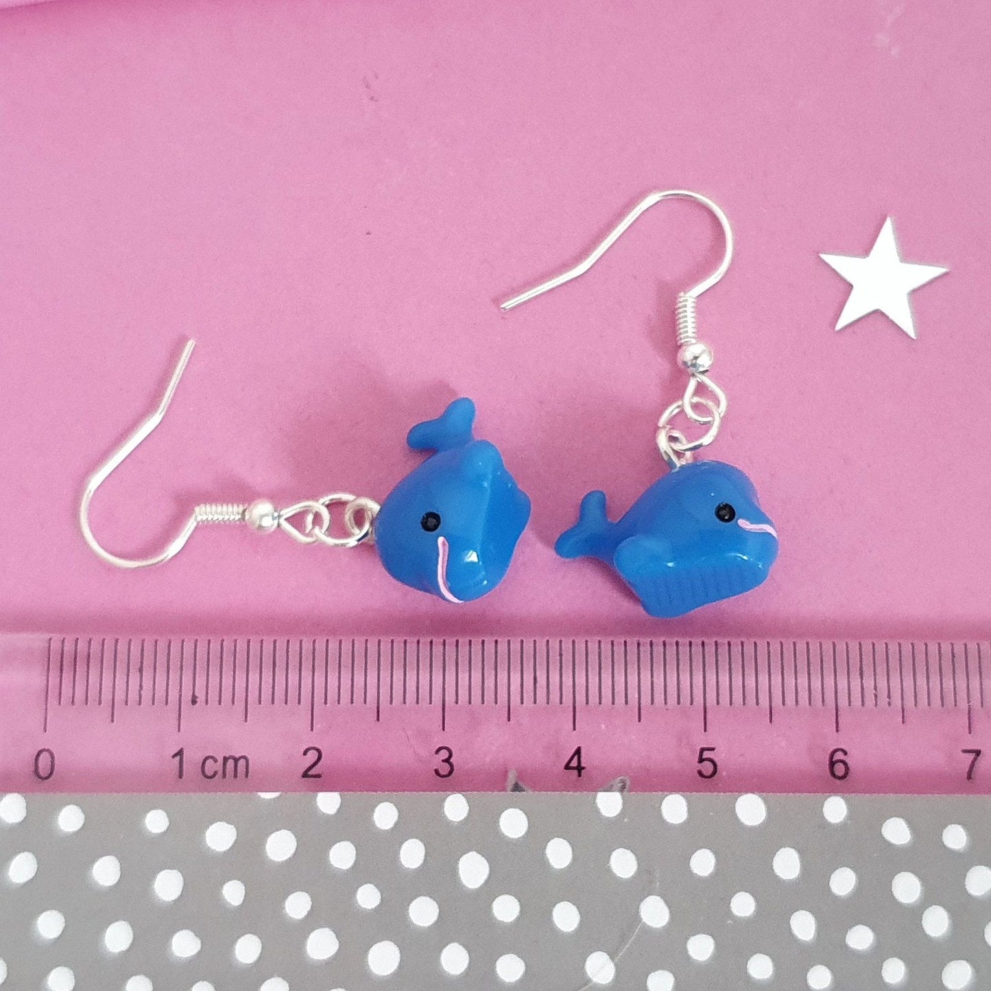 Blue Whale Earrings Silver