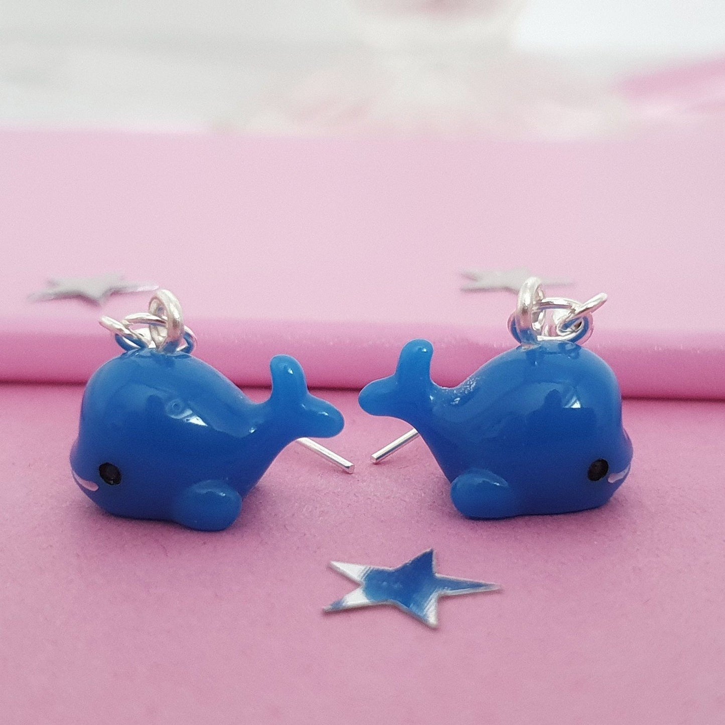 Blue Whale Earrings Silver