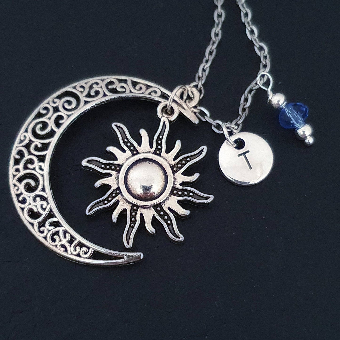 Celestial Moon Sun Necklace Silver