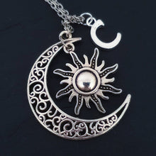 Load image into Gallery viewer, Celestial Moon Sun Necklace Silver

