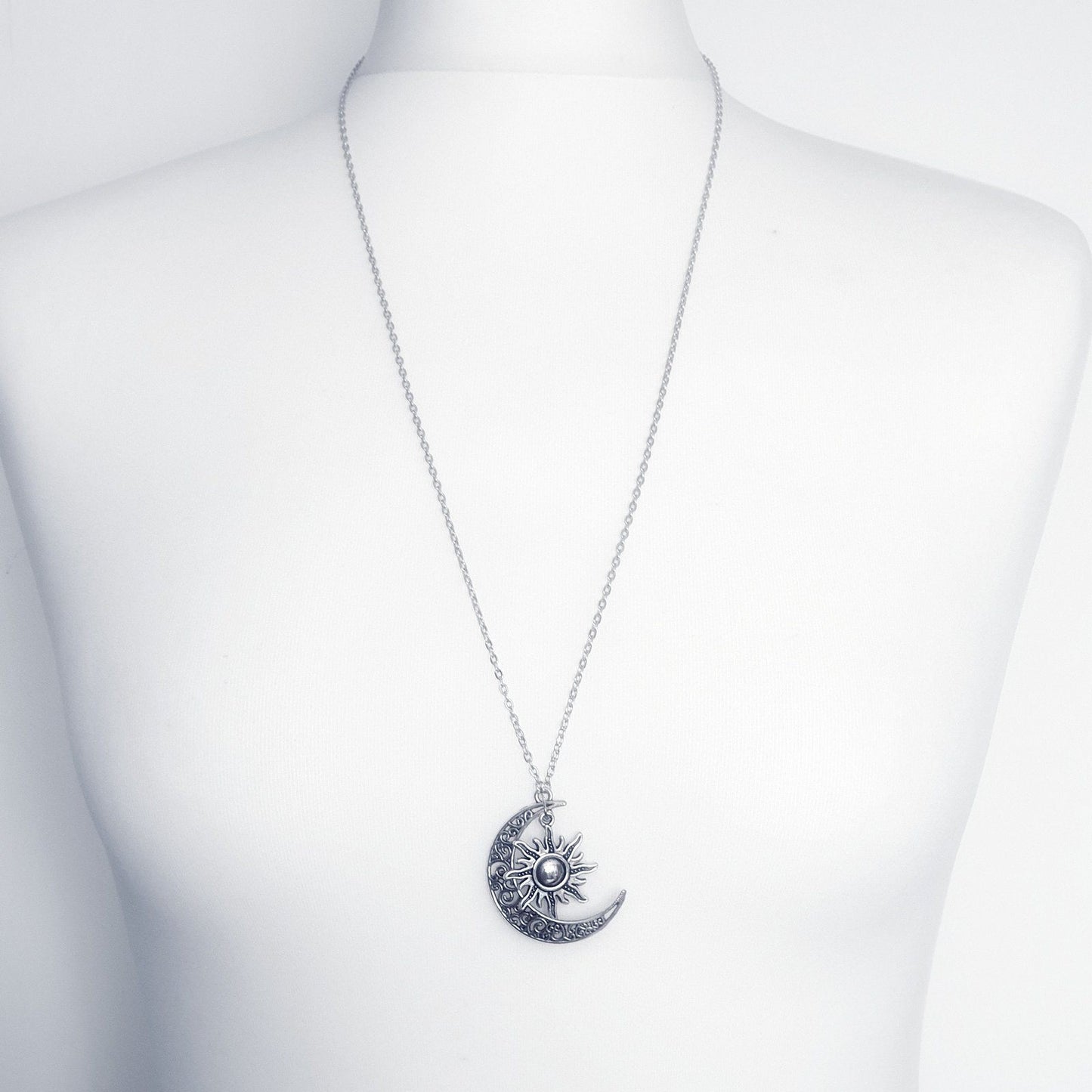 Celestial Moon Sun Necklace Silver