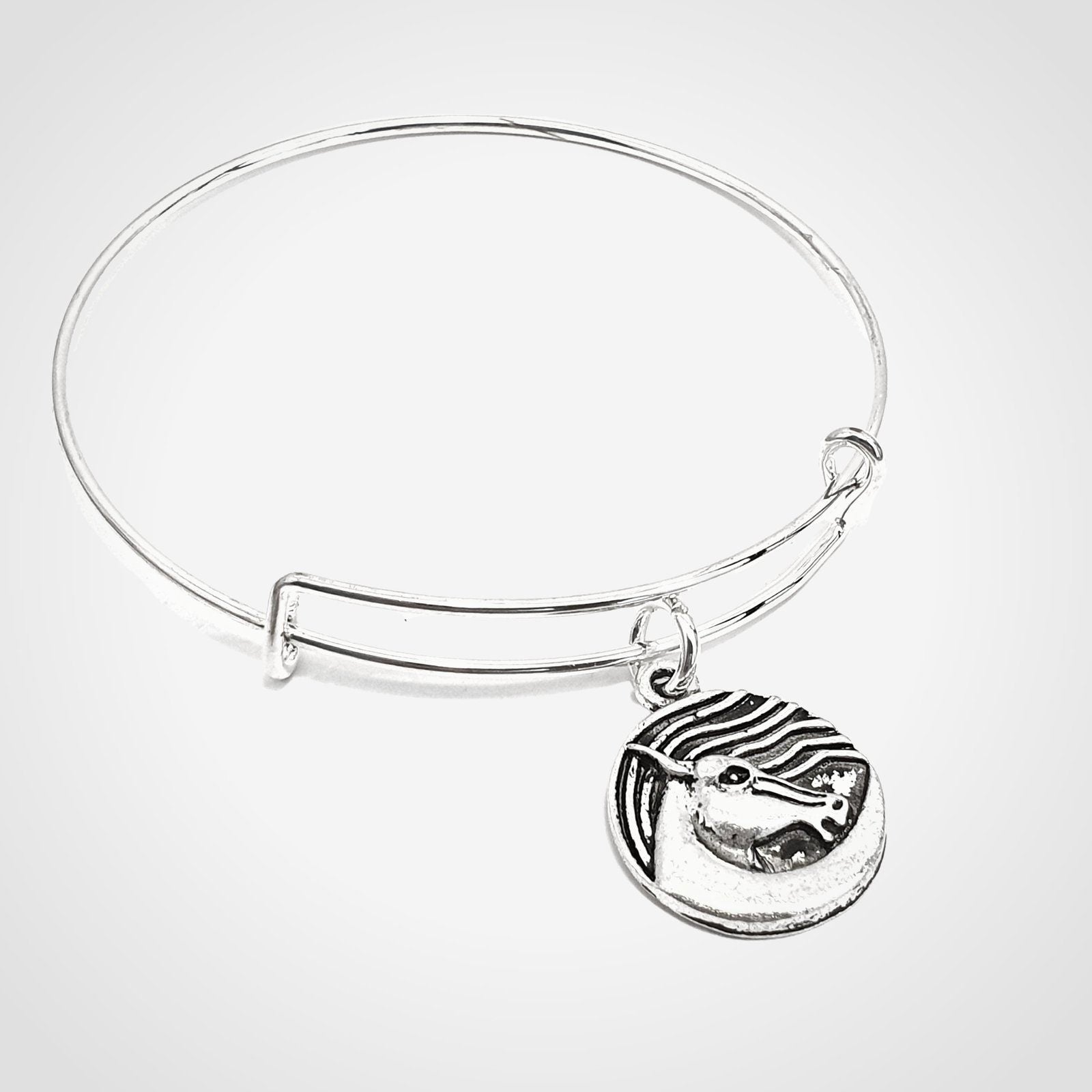 Celtic Horse Charm Bangle Silver Juliet English
