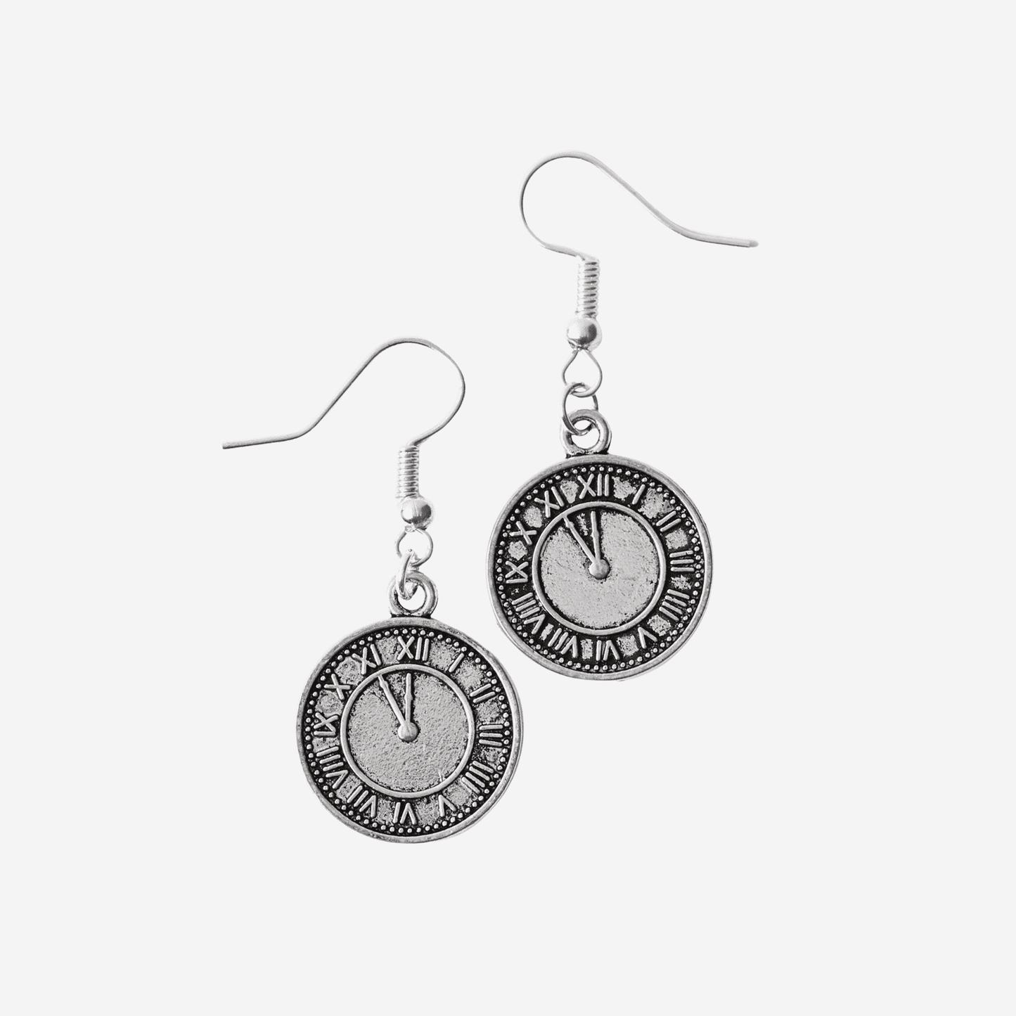Clock Earrings Silver
