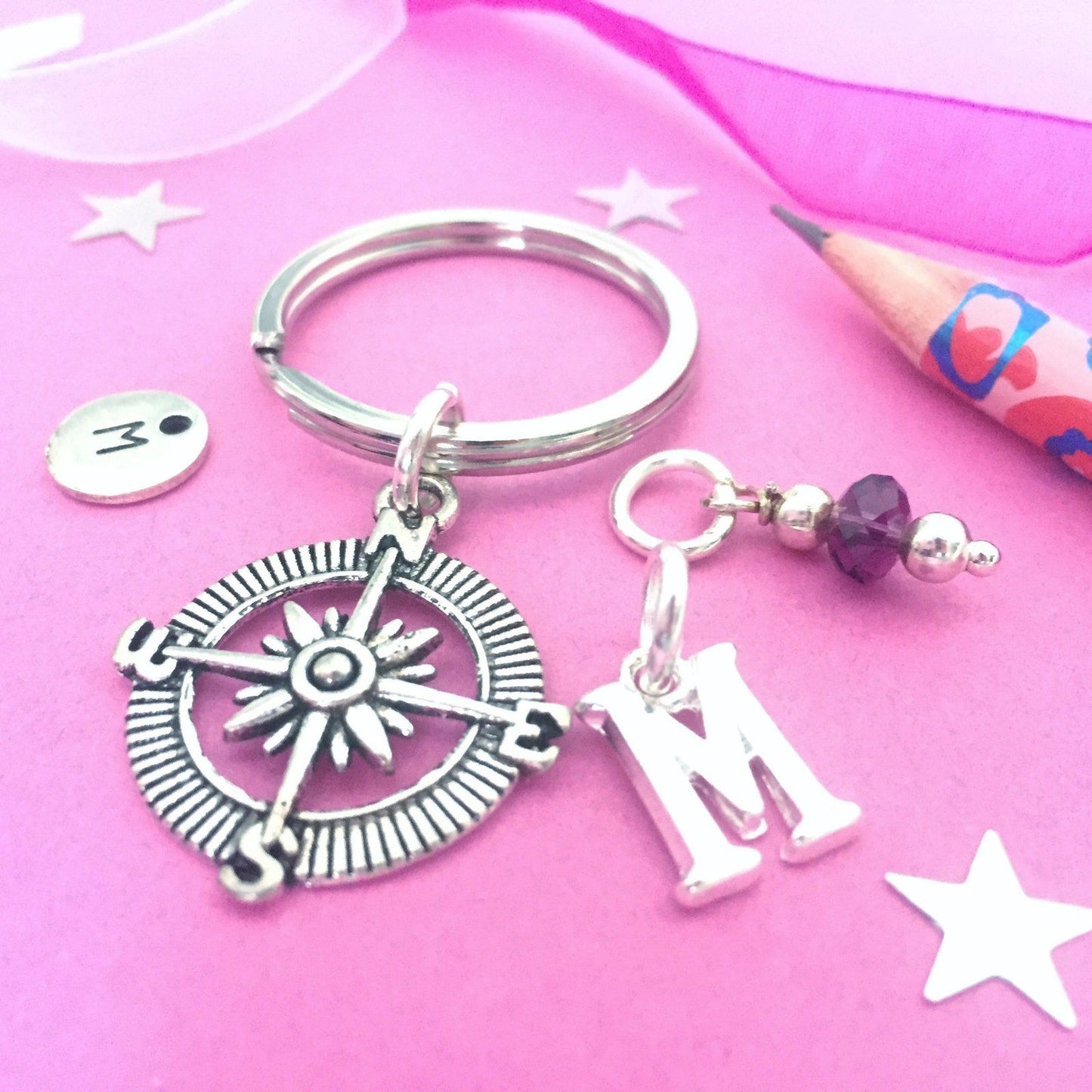 Compass Keyring Silver