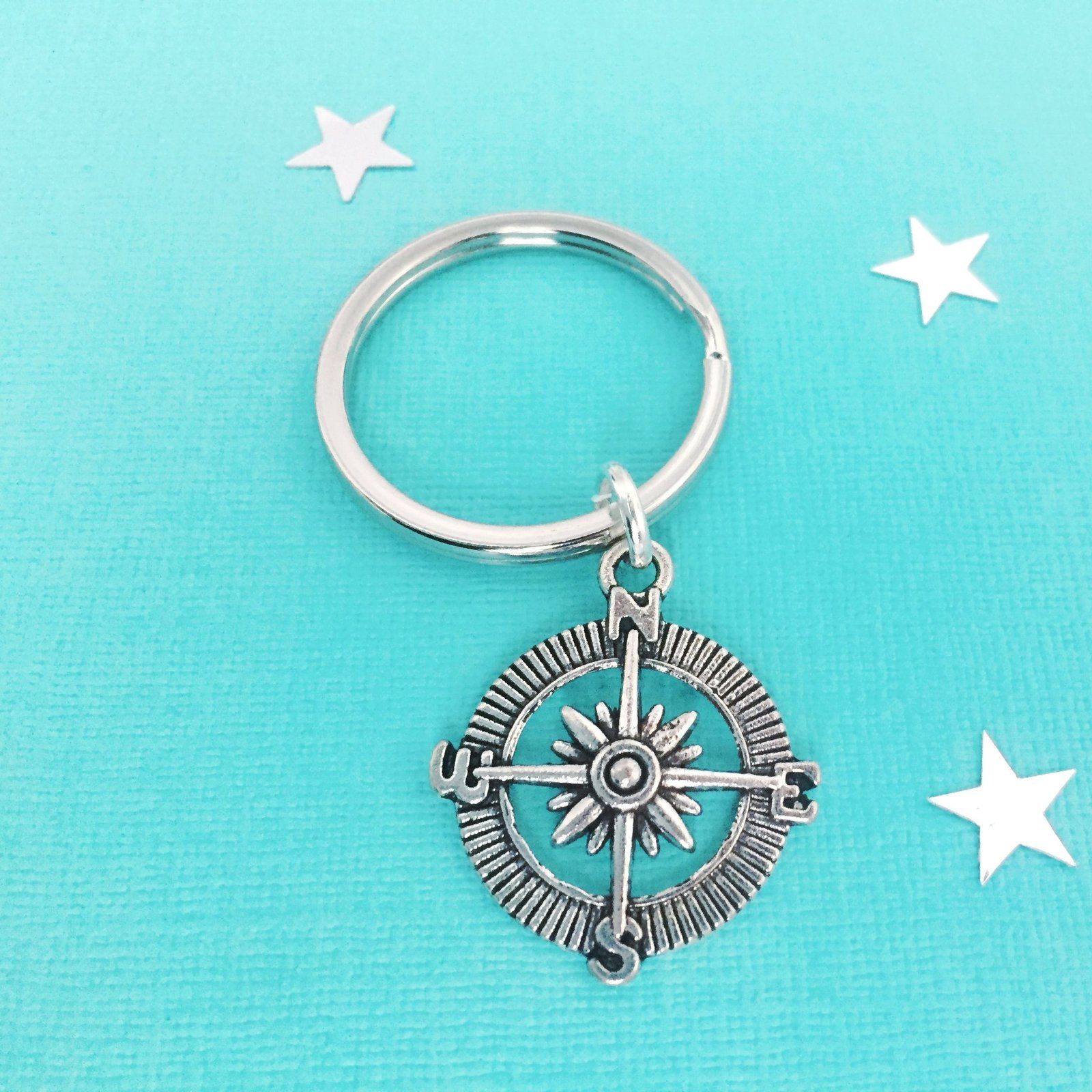Compass Keyring Silver