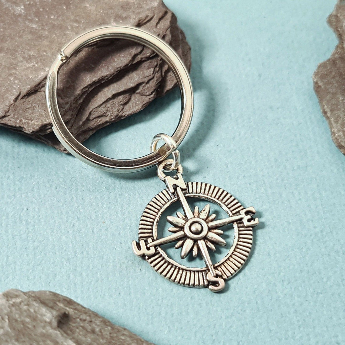 Compass Keyring Silver
