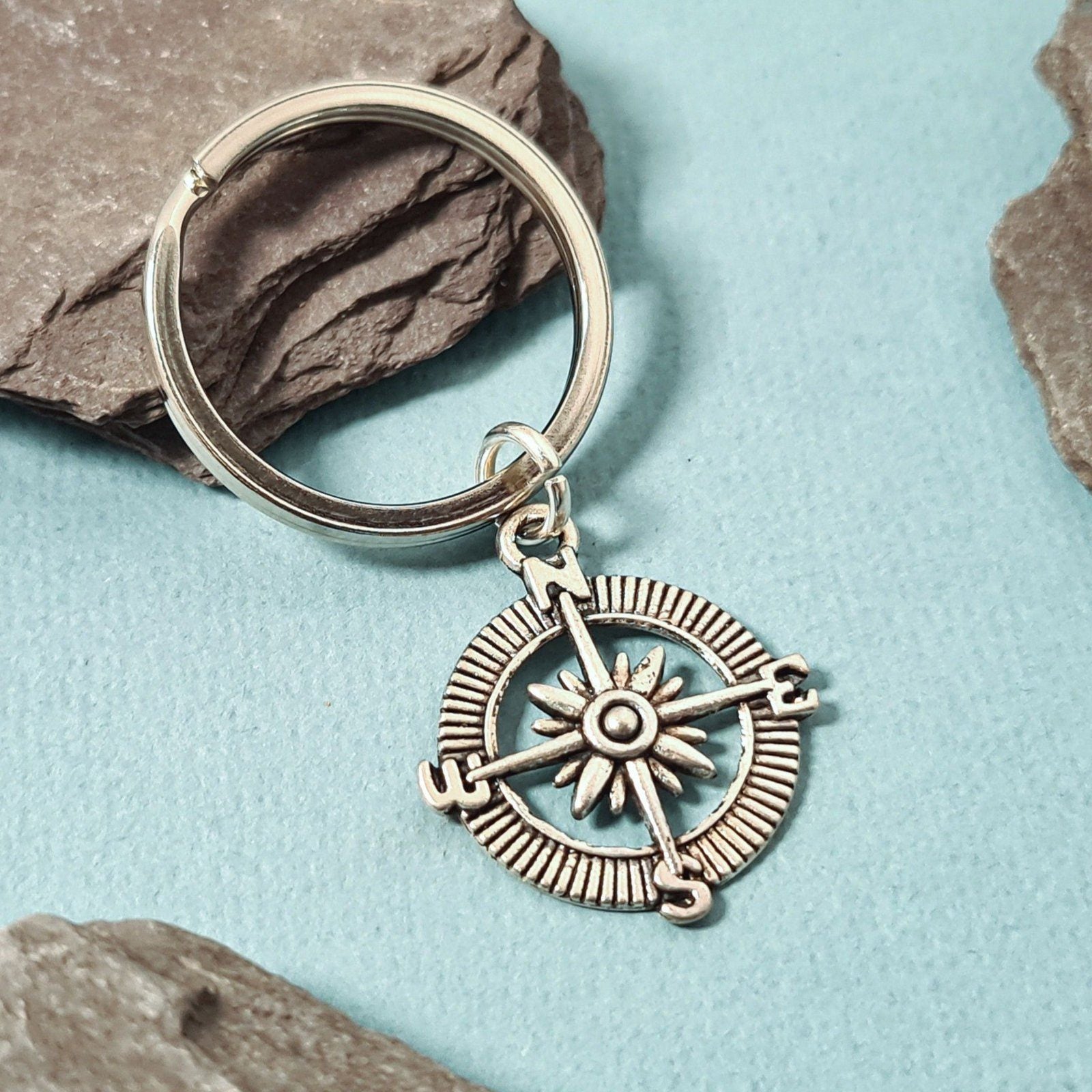 Compass Keyring Silver