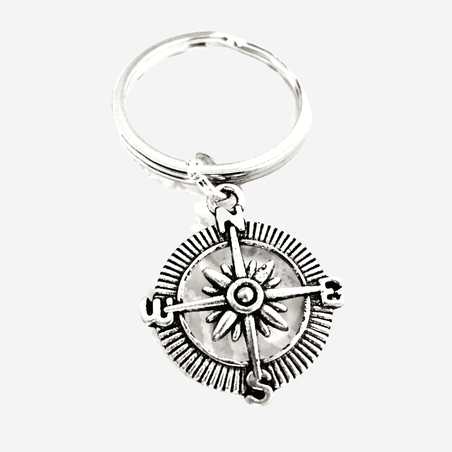 Compass Keyring Silver