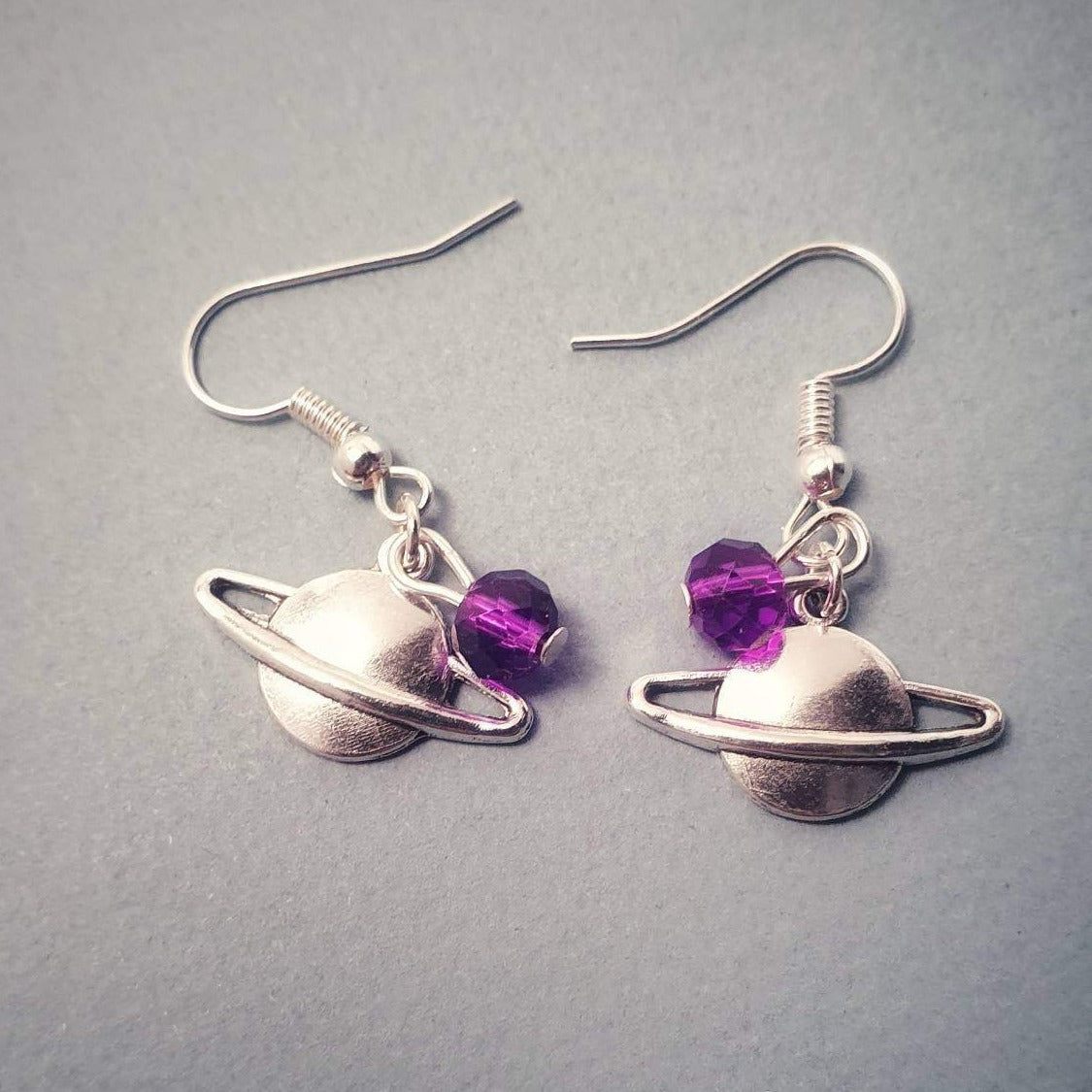 Cosmic Saturn Earrings Silver