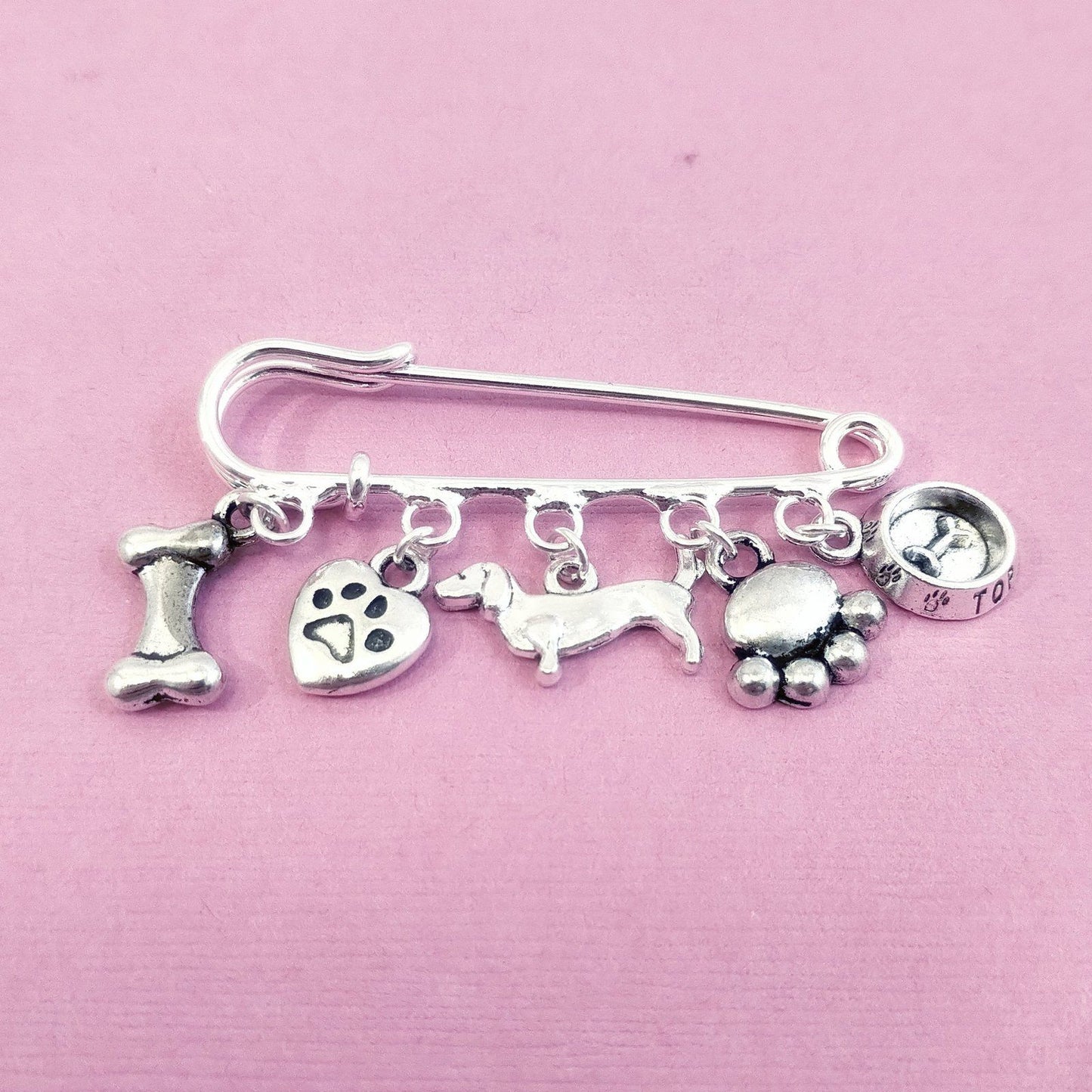 Dachshund Dog Brooch Silver