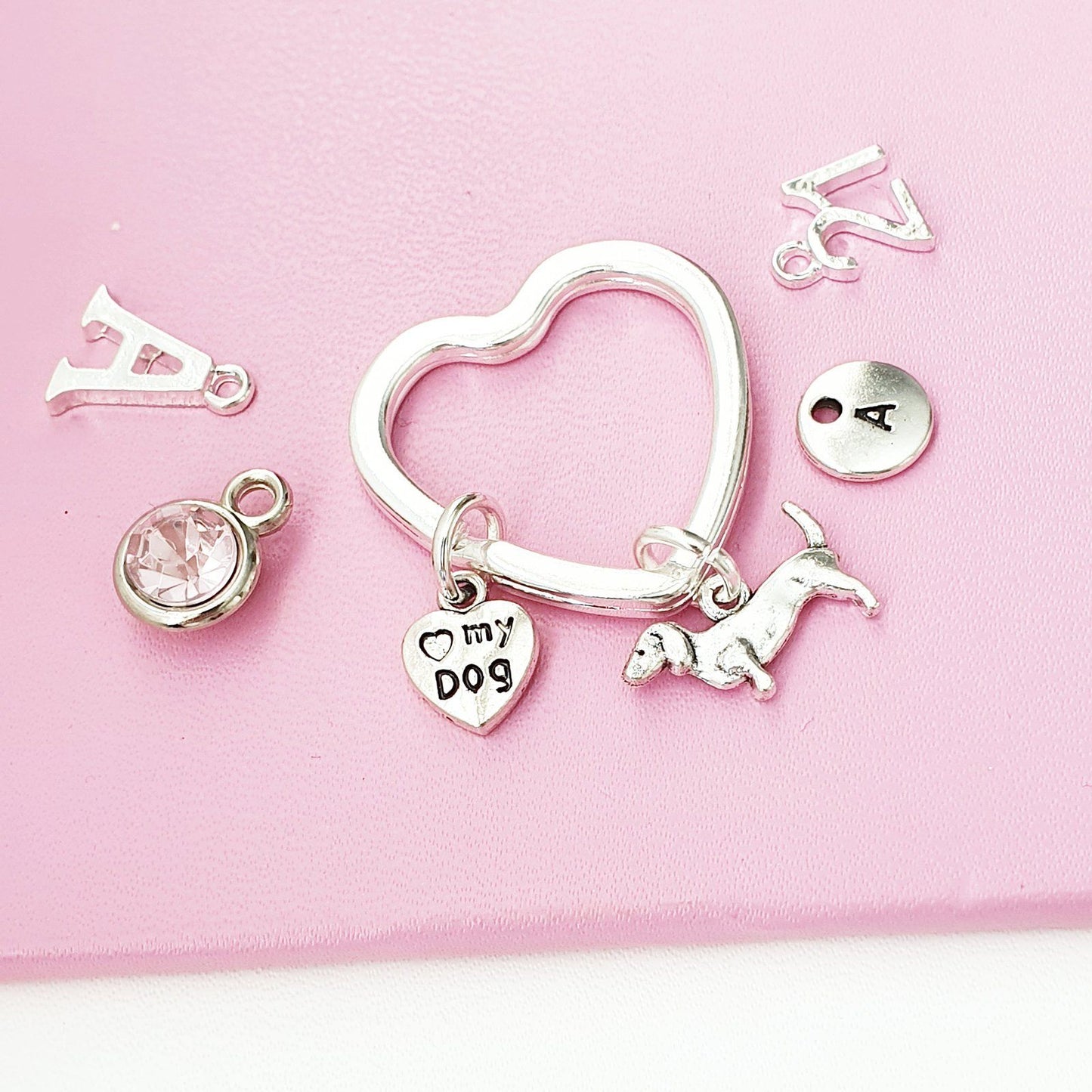 Dachshund Keyring Silver