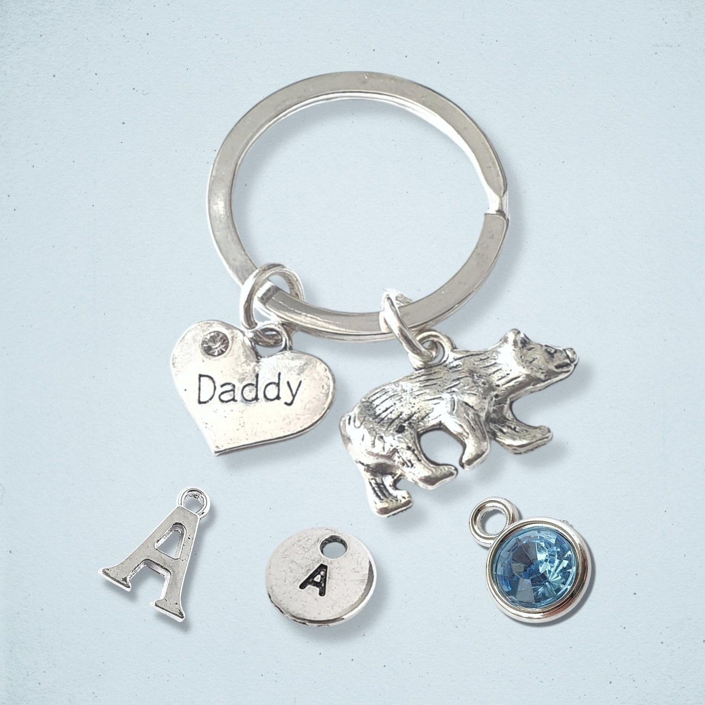Daddy Bear Keyring Silver