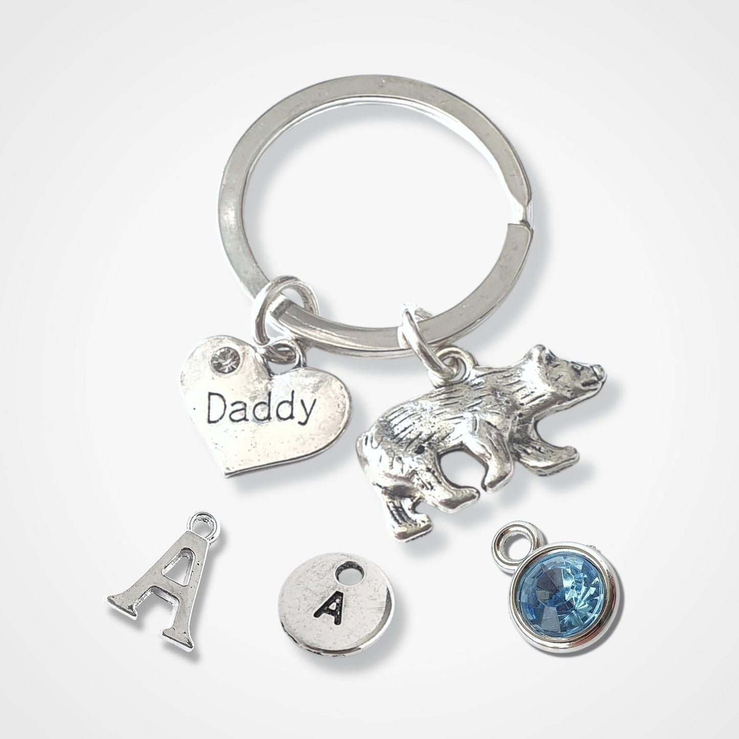 Daddy Bear Keyring Silver