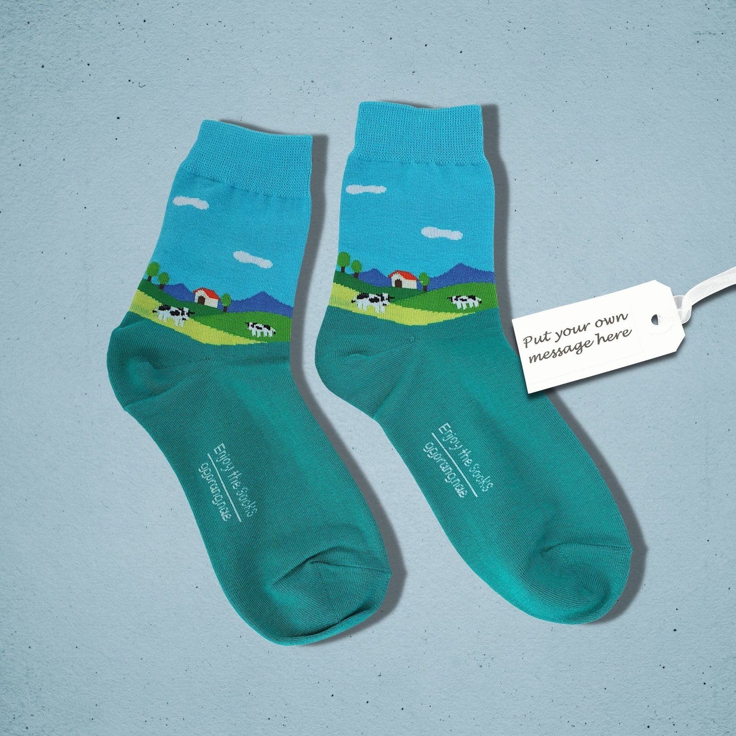 Dairy Cows Socks Green