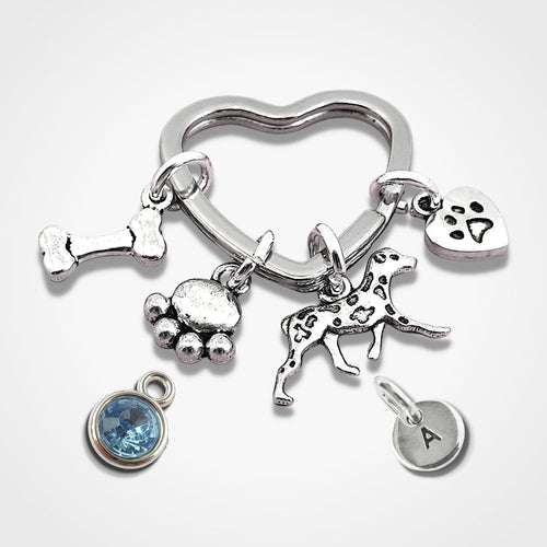 Dalmatian Dog Keyring Silver