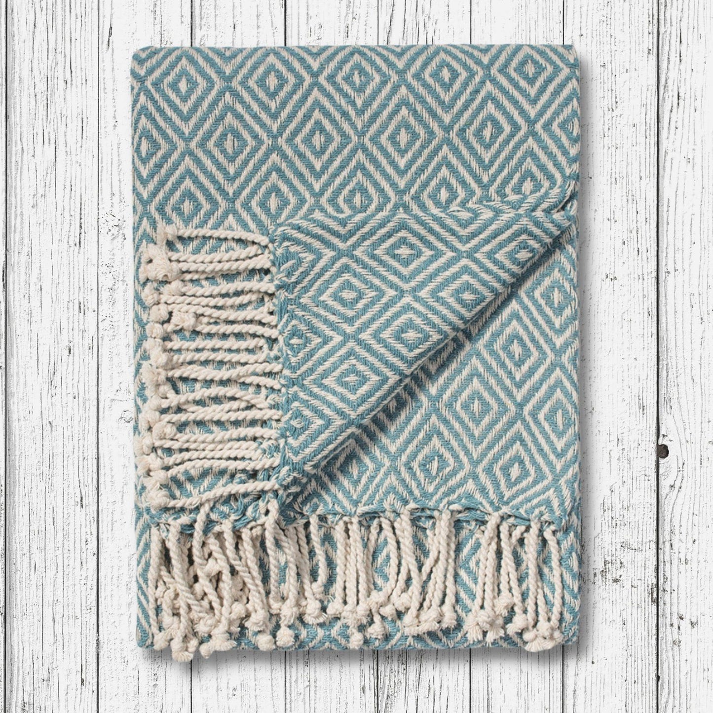 Diamond Cotton Handloom Throw Blue