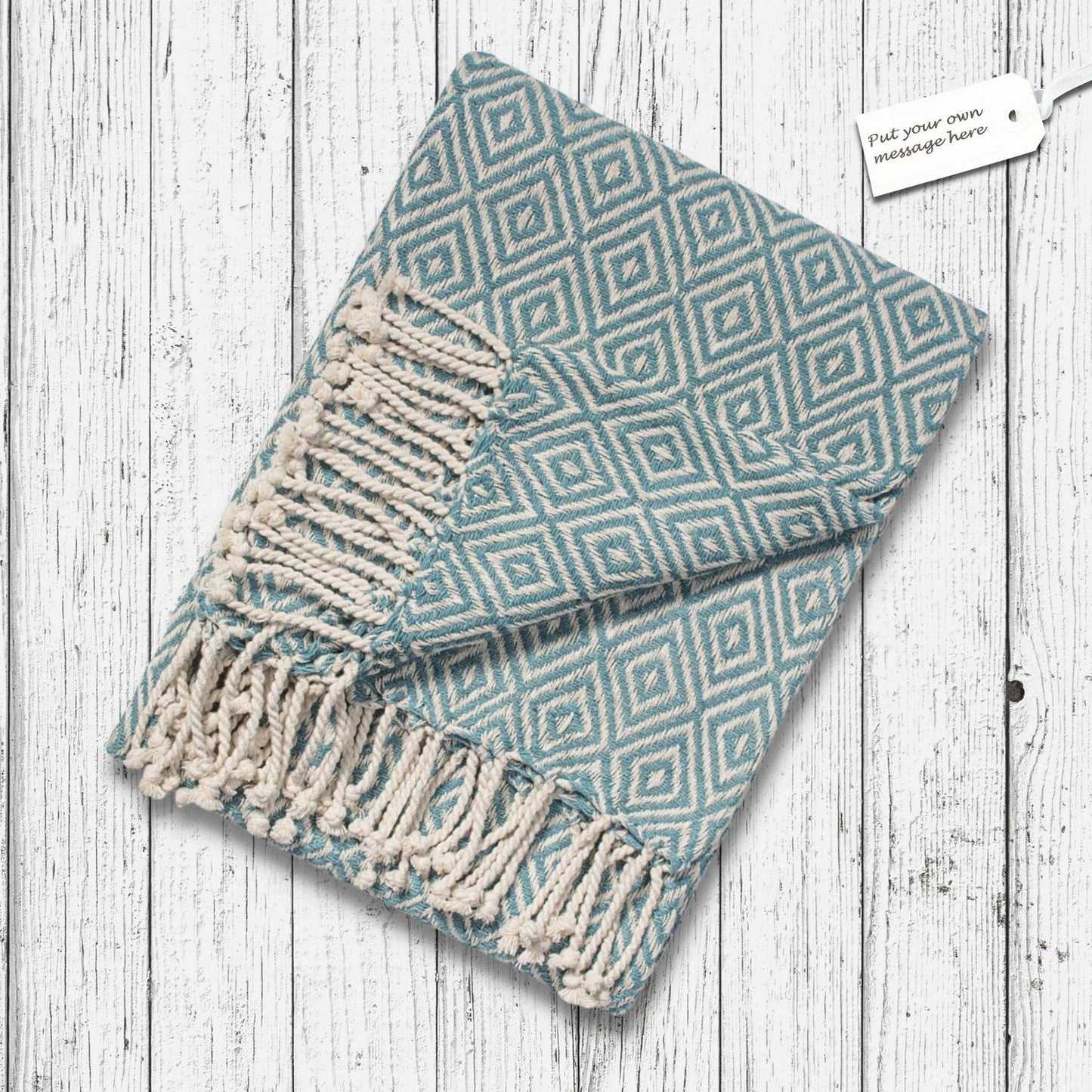 Diamond Cotton Handloom Throw Blue