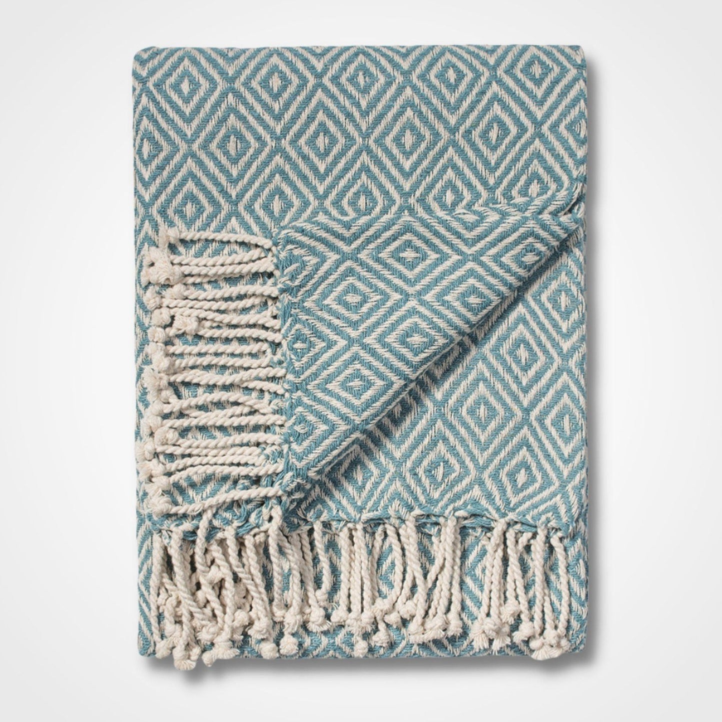 Diamond Cotton Handloom Throw Blue