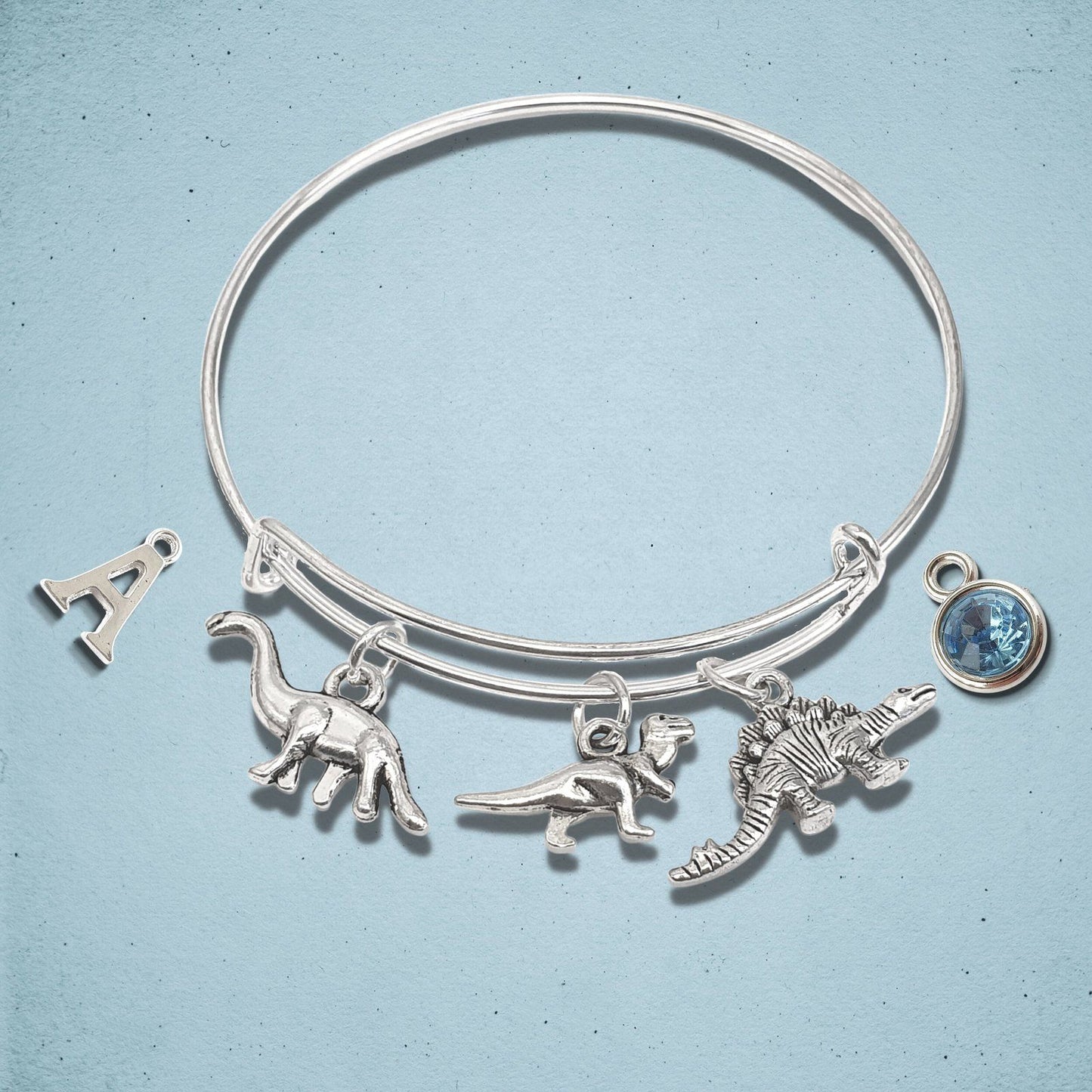 Dinosaur Charm Bangle Silver