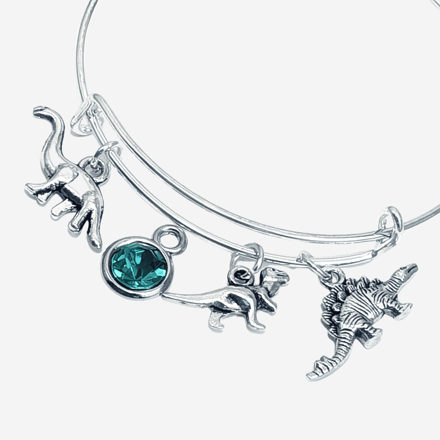Dinosaur Charm Bangle Silver