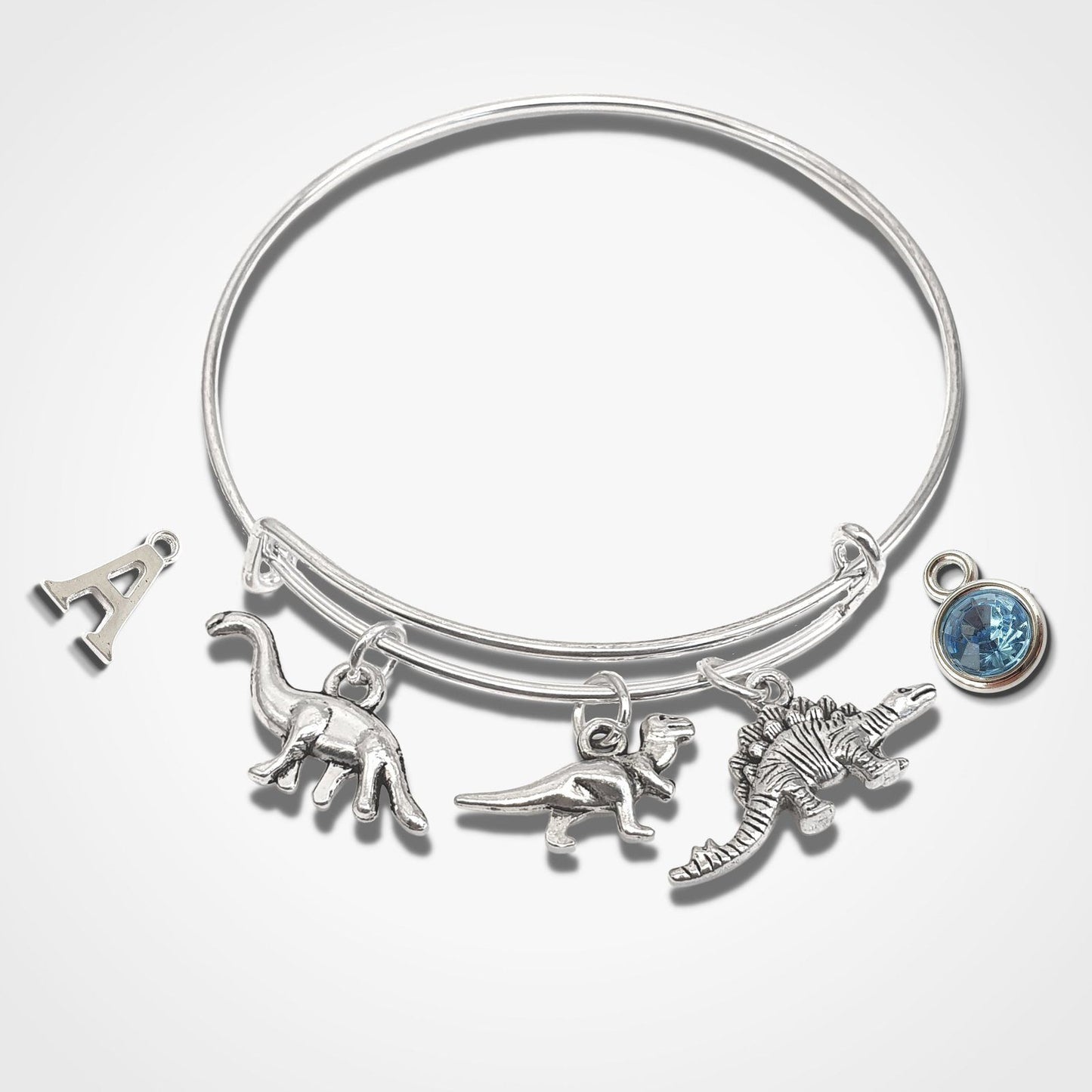 Dinosaur Charm Bangle Silver