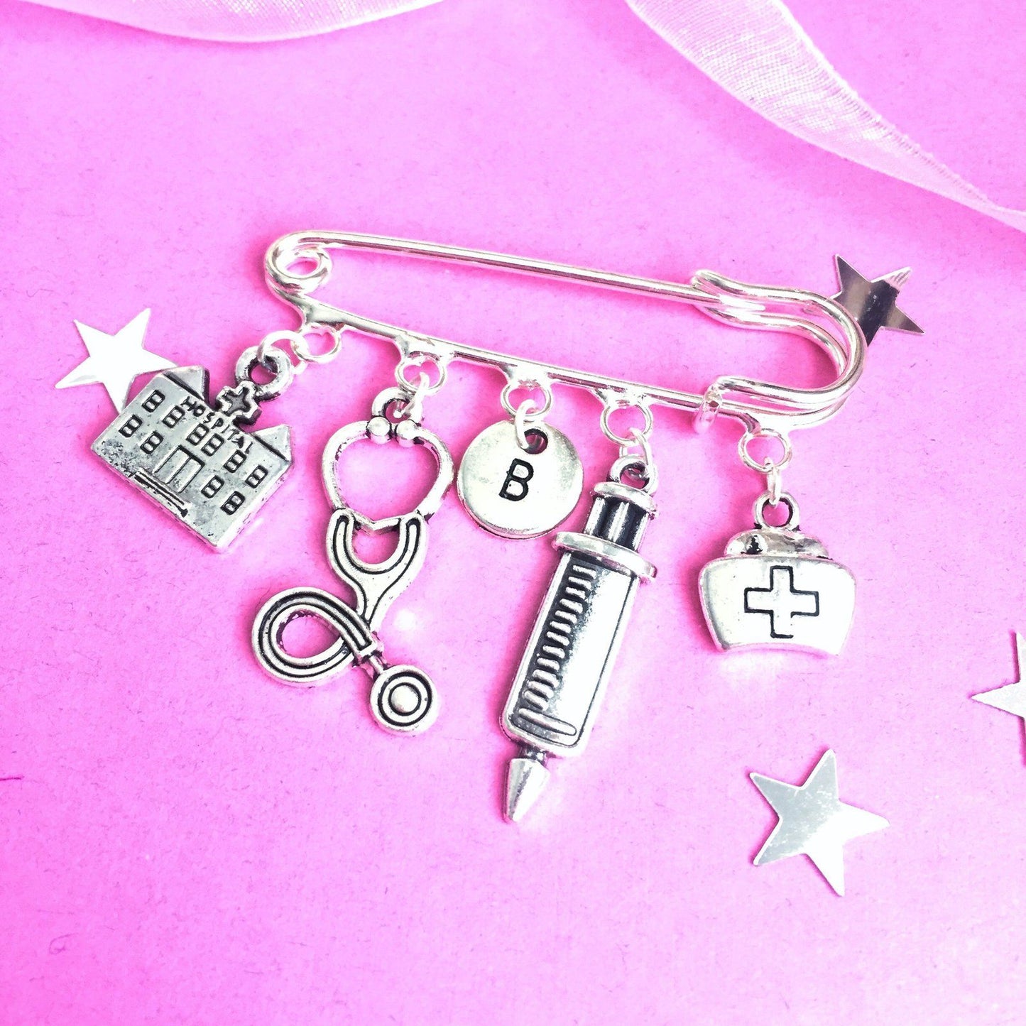 Doctor Nurse Brooch Silver