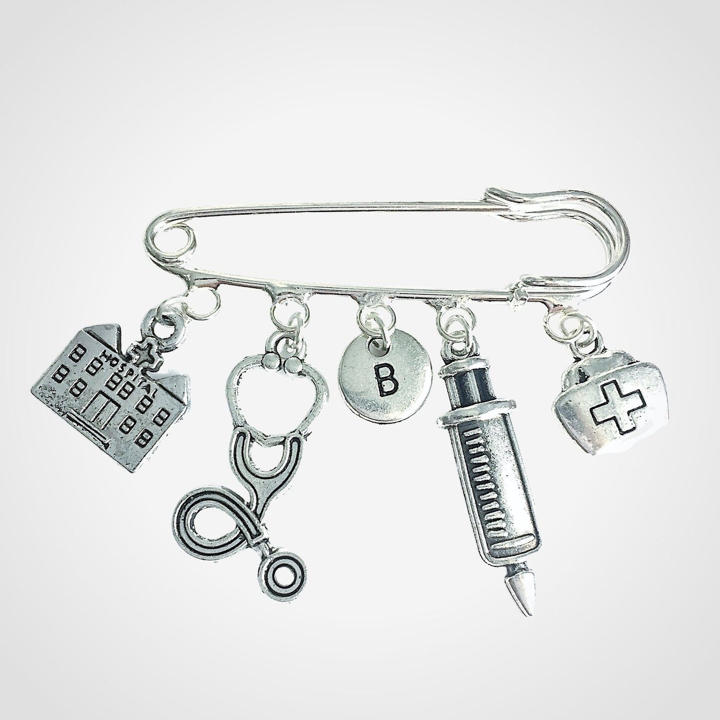 Doctor Nurse Brooch Silver