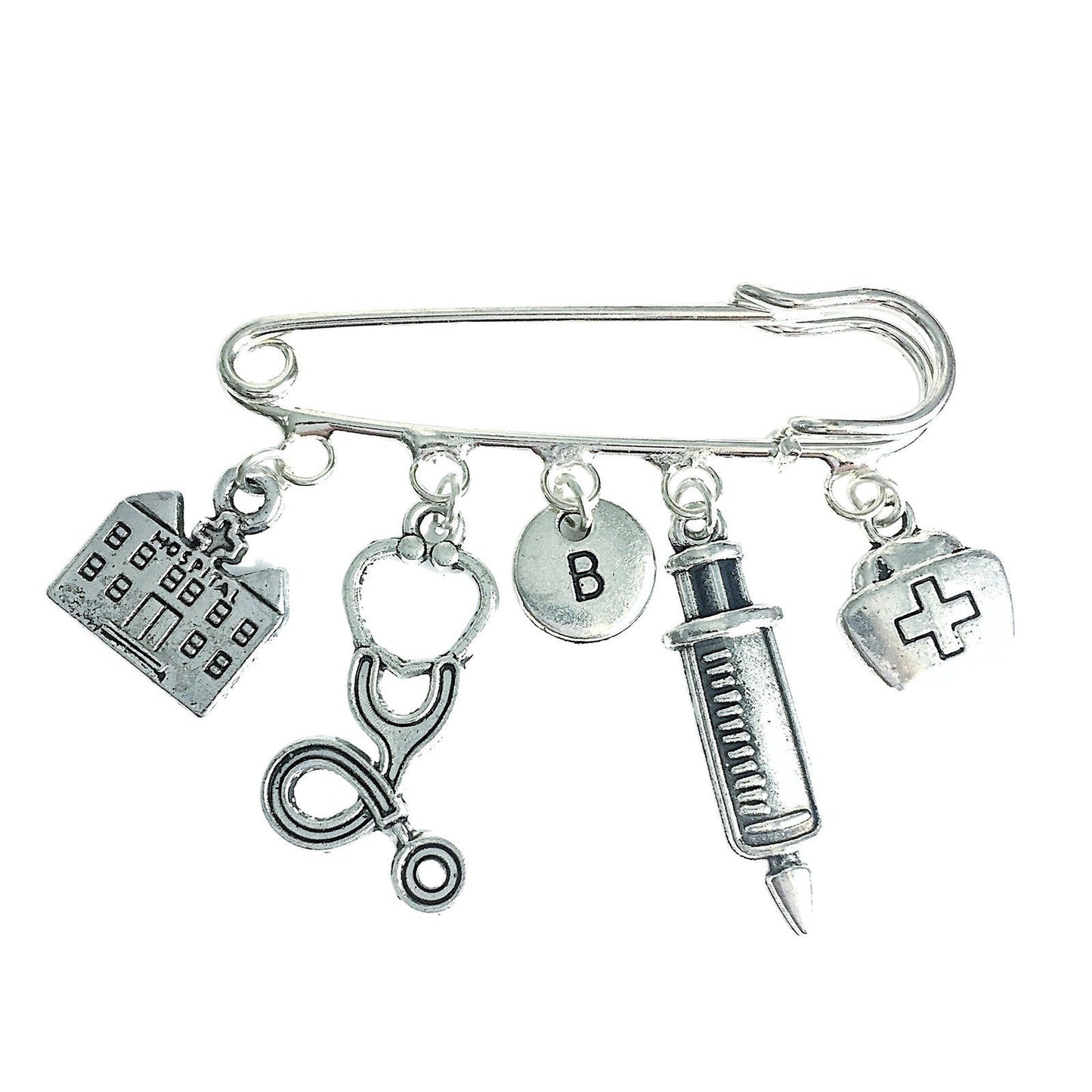 Doctor Nurse Brooch Silver