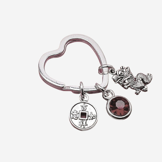 Dragon Lucky Coin Keyring Silver