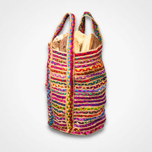 Load image into Gallery viewer, Fairtrade Multi Colour Cotton Jute Chindi Bag
